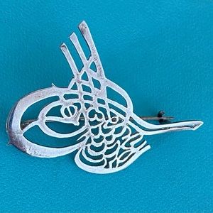 Turkish Ottoman Tugra (Arabic Script) 975 silver Pin-Sultan Mahmoud II Istanbul
